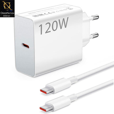 Xiaomi 120W  Fast Charger with Type-C To C Cable - White