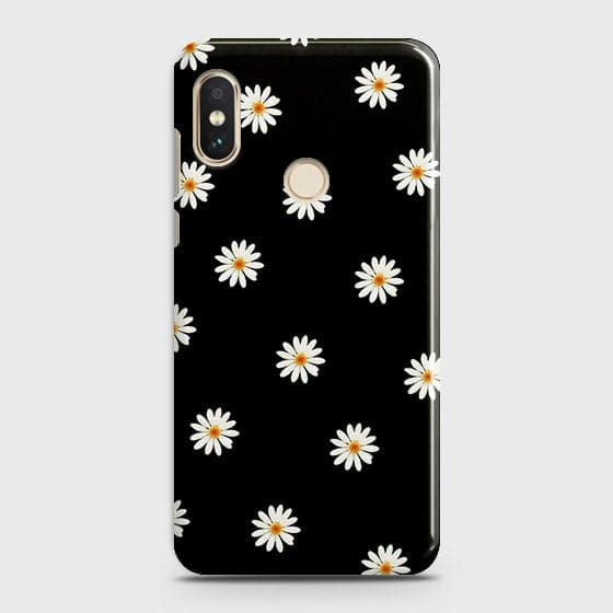 Xiaomi Mi A2 / Mi 6X Cover - Matte Finish - White Bloom Flowers with Black Background Printed Hard Case with Life Time Colors Guarantee(1) ( Fast Delivery )