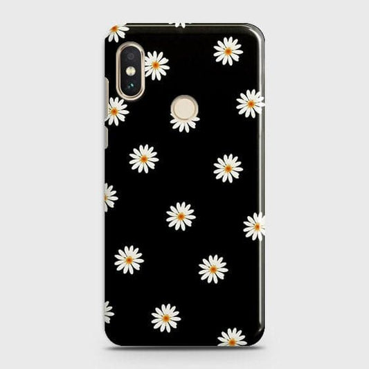 Xiaomi Mi A2 / Mi 6X Cover - Matte Finish - White Bloom Flowers with Black Background Printed Hard Case with Life Time Colors Guarantee(1) ( Fast Delivery )