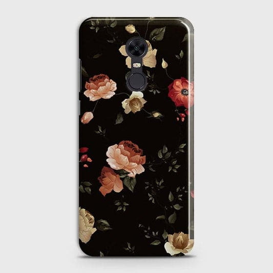 Xiaomi Redmi Note 5 / Redmi 5 Plus Cover - Matte Finish - Dark Rose Vintage Flowers Printed Hard Case with Life Time Colors Guarantee (Fast Delivery)