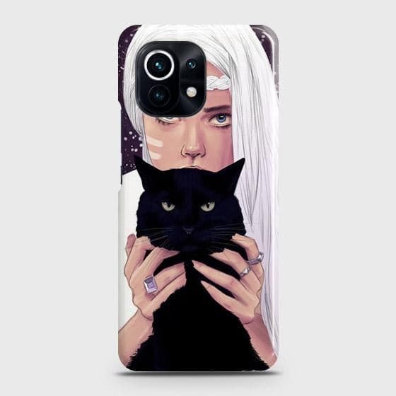 Xiaomi Mi 11 Lite Cover - Trendy Wild Black Cat Printed Hard Case with Life Time Colors Guarantee (Fast Delivery)