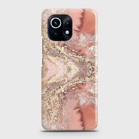 Xiaomi Mi 11 Lite Cover - Trendy Chic Rose Gold Marble Printed Hard Case with Life Time Colors Guarantee ( fast delivery )