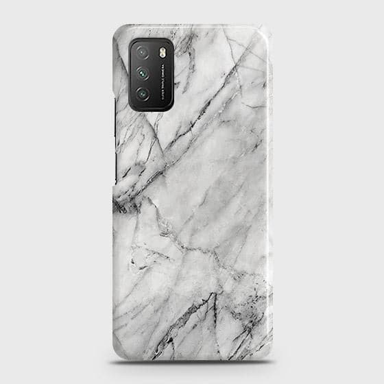 Xiaomi Poco M3 Cover - Matte Finish - Trendy White Marble Printed Hard Case with Life Time Colors Guarantee B82 ( Fast Delivery )
