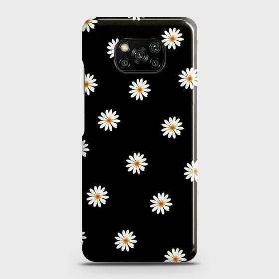Xiaomi Poco X3 Cover - Matte Finish - White Bloom Flowers with Black Background Printed Hard Case with Life Time Colors Guarantee b54 ( Fast Delivery )