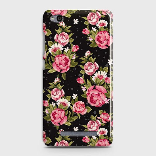 Xiaomi Redmi 4A Cover - Trendy Pink Rose Vintage Flowers Printed Hard Case with Life Time Colors Guarantee ( Fast Delivery )