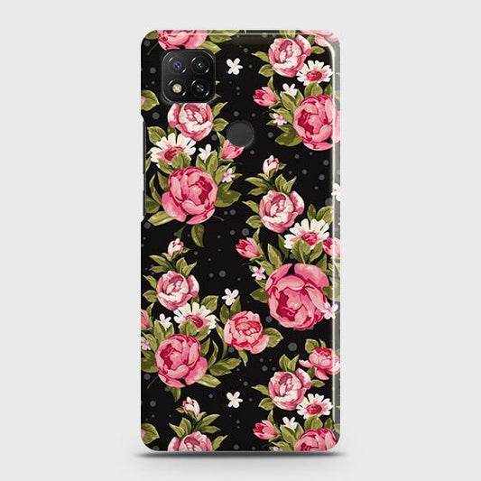 Xiaomi Redmi 10A - Trendy Pink Rose Vintage Flowers Printed Hard Case with Life Time Colors Guarantee (Fast Delivery)