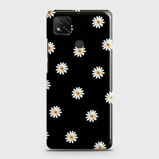 Xiaomi Redmi 9C Cover - Matte Finish - White Bloom Flowers with Black Background Printed Hard Case with Life Time Colors Guarantee ( Fast Delivery )