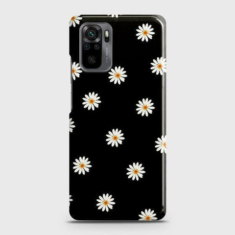 Xiaomi Redmi Note 10 4G Cover - Matte Finish - White Bloom Flowers with Black Background Printed Hard Case with Life Time Colors Guarantee (Fast Delivery)