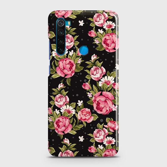 Xiaomi Redmi Note 8 2021 Cover - Trendy Pink Rose Vintage Flowers Printed Hard Case with Life Time Colors Guarantee ( Fast Delivery )