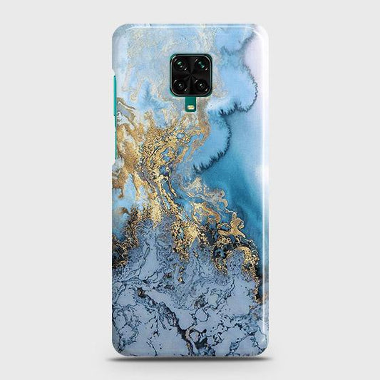 Xiaomi Poco M2 Pro Cover - Trendy Golden & Blue Ocean Marble Printed Hard Case with Life Time Colors Guarantee ( Fast Delivery )