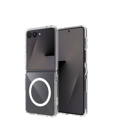 Samsung Galaxy Z Flip 8 Cover - Transparent - ONation Crystal Series - Premium Quality Clear Case No Yellowing Back With Smart Shockproof Cushions