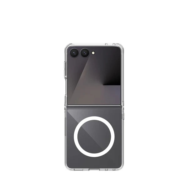 Samsung Galaxy Z Flip 8 Cover - Transparent - ONation Crystal Series - Premium Quality Clear Case No Yellowing Back With Smart Shockproof Cushions