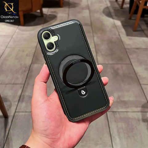 Samsung Galaxy A05 Cover - Black - Luxury Leather Case Supports Magsafe Wireless Charging, Kickstand Bracket Holder Soft Border Case