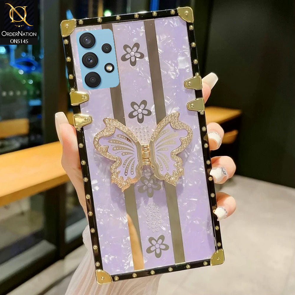 Samsung Galaxy A13 - lilac - Luxury Shiny Rhinestone Butterfly Electroplated Square Trunk Soft Case
