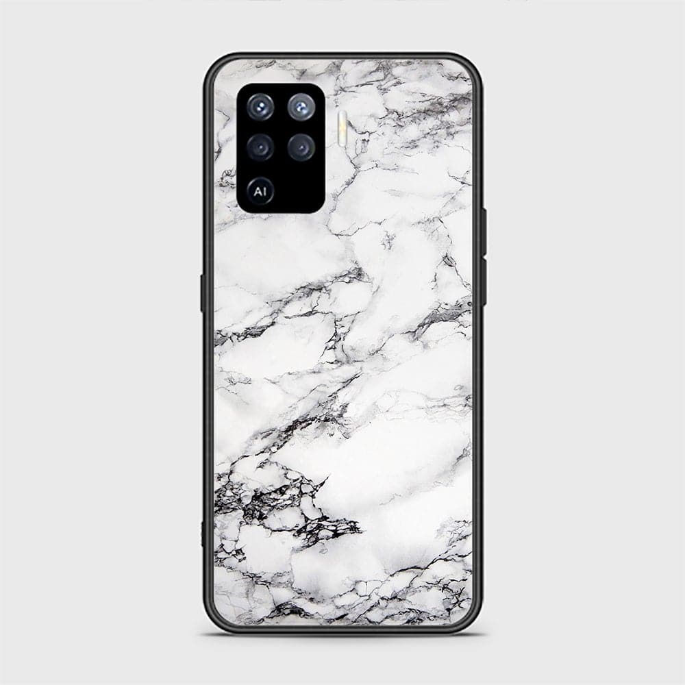 Oppo F19 Pro Cover - White Marble Series - D356 - HQ Ultra Shine Premium Infinity Glass Soft Silicon Borders Case ( Fast Delivery )