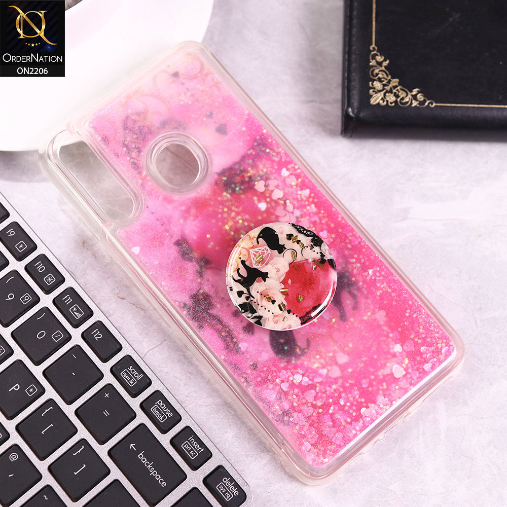 Samsung Galaxy A20s Cover - Design 48 - New Elegant Liquid Glitter Soft Borders Case With  Holder