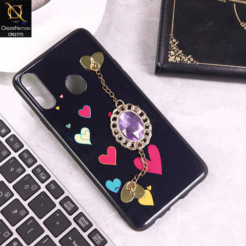 Samsung Galaxy A20s Cover - Design 4 - Cute Girlish Chain Stone Brogue Back Soft Case