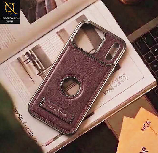 iPhone 18 Pro Max Cover - Purple - New JINDUKA Luxury Metallic Frame Leather Protective Case With Kickstand