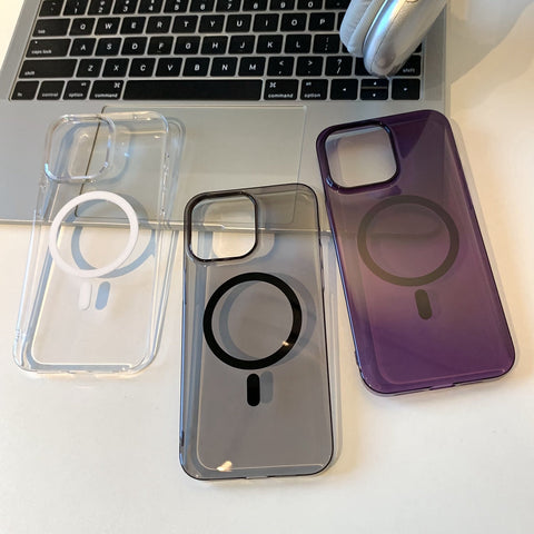 iPhone 16 Cover - Gray - Ultra Thin HD Clear Hard PC Magsafe Case Magnetic Transparent Back Cover