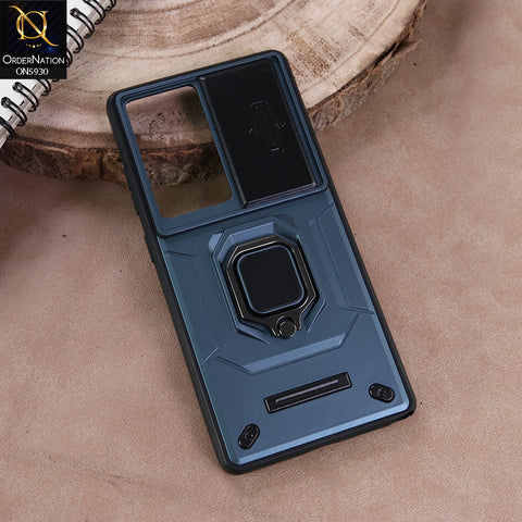 Samsung Galaxy S25 Ultra Cover - Blue - New High Grade Quality Armor Case With Metal Ring And Kickstand And Sliding Camera Protection