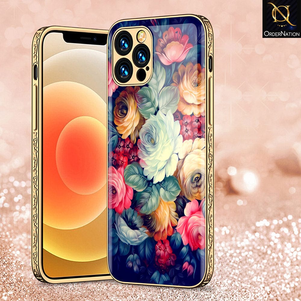 iPhone 12 Pro Cover - Floral Series 2 - D378 - HQ Ultra Shine Premium Infinity Glass Soft Silicon Borders Casee ( Fast Delivery )