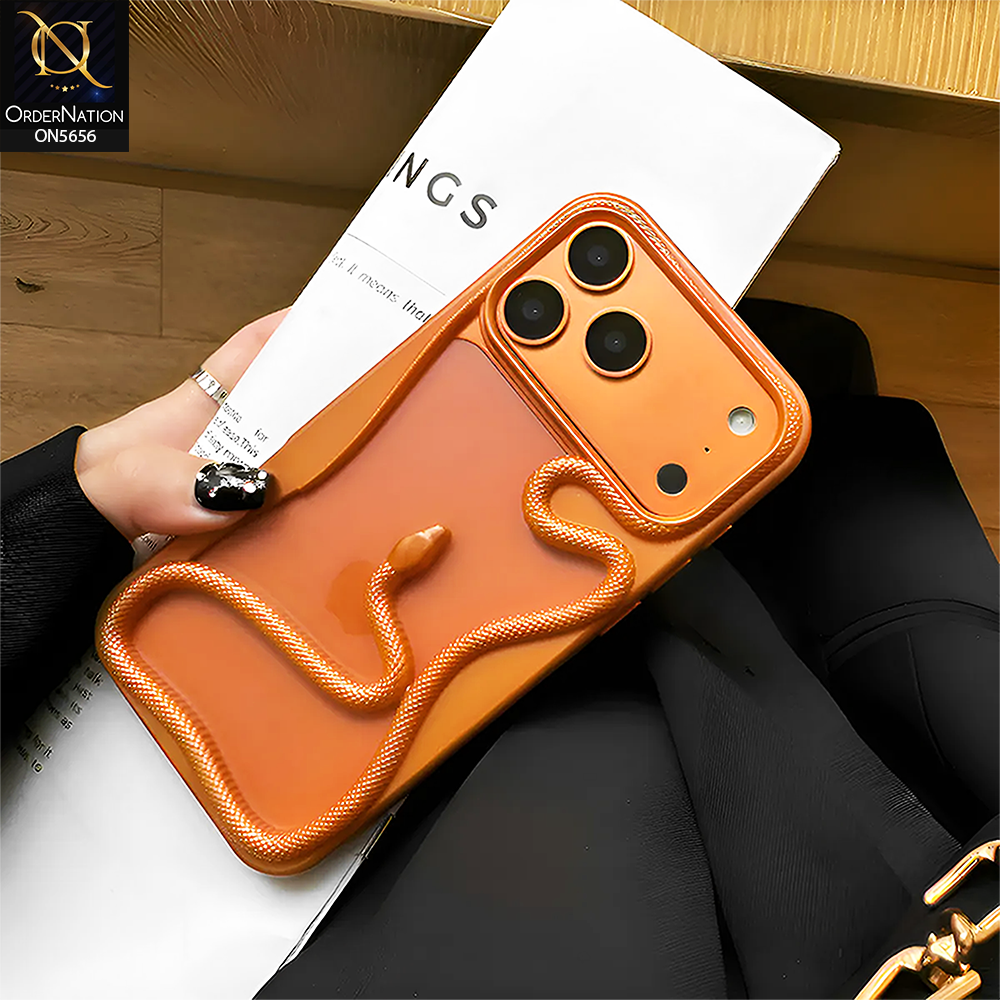 iPhone 17 Pro Max Cover - Orange-  New Trendy 3D Animal Soft Case
