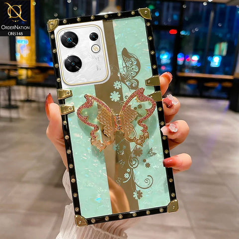 Infinix Zero 30 4G Cover - Aqua -  Luxury Shiny Rhinestone Butterfly Electroplated Square Trunk Soft Case