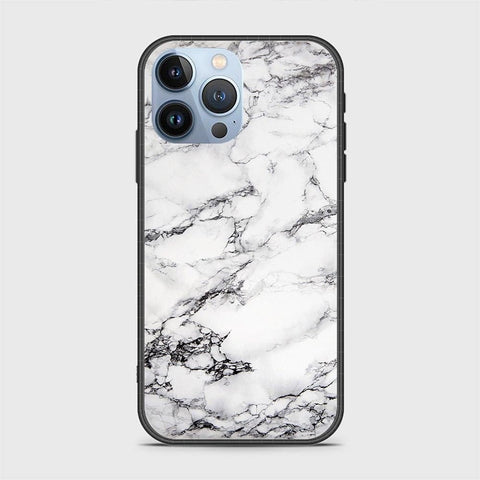 iPhone 13 Pro Max Cover - White Marble Series - D313 - HQ Ultra Shine Premium Infinity Glass Soft Silicon Borders Case ( Fast Delivery )