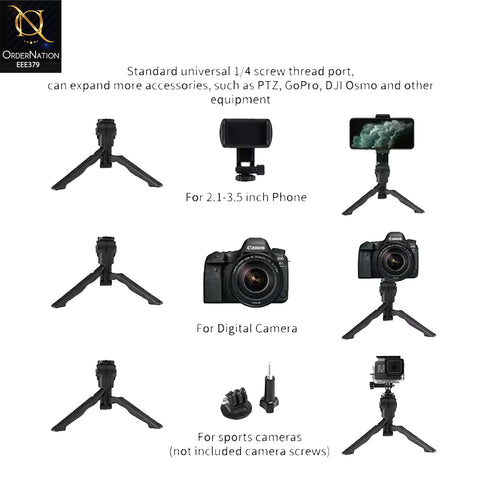 Desktop Mini Tripod Stand with Mobile Holder – Foldable 360° Adjustable Desk Tripod for Phone & Mic, Portable Stand for TikTok, Podcast, Live Streaming & Video Shooting