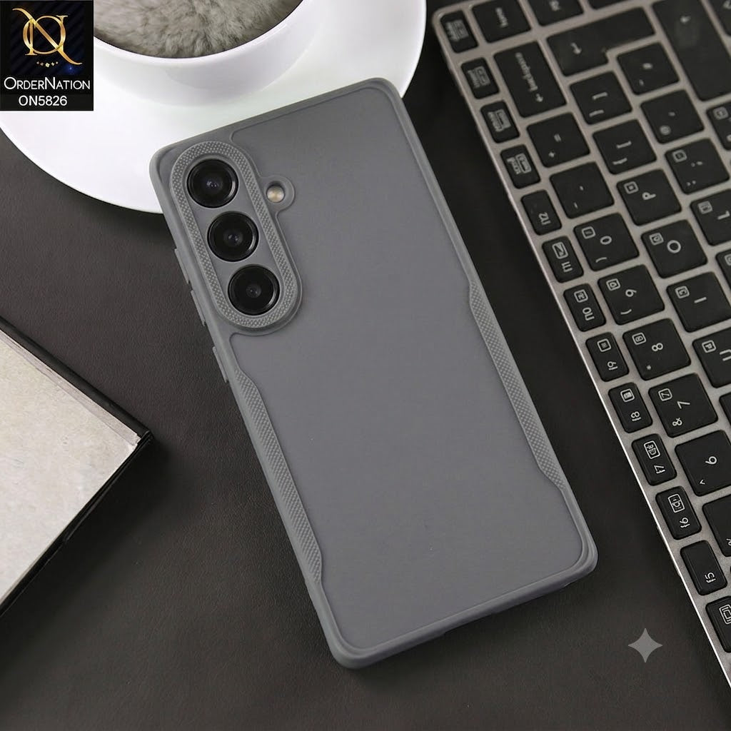 Samsung Galaxy S25 Cover - Gray -  High Grade Quality Matte Sillica Soft Case With Additional Side Texture
