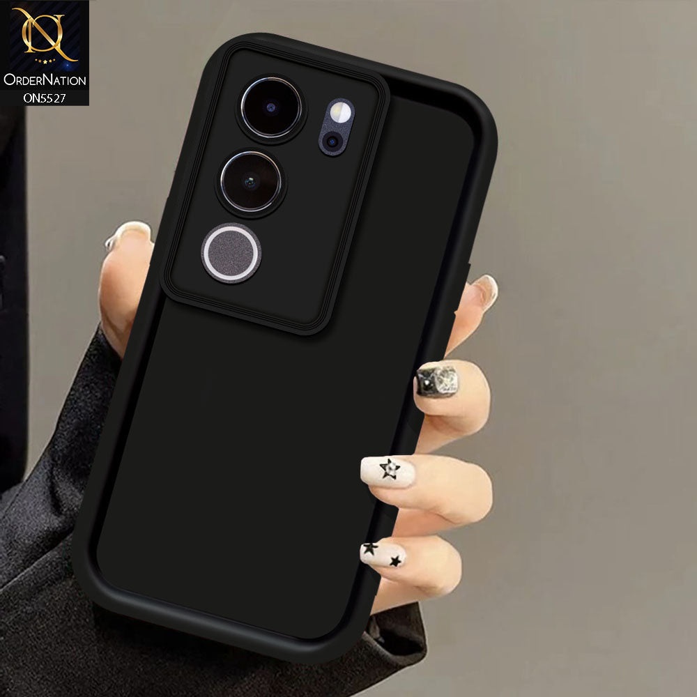 Vivo V29 Cover - Black - Soft Silicone Case With Round Bumper Matte TPU Shockproof Cover