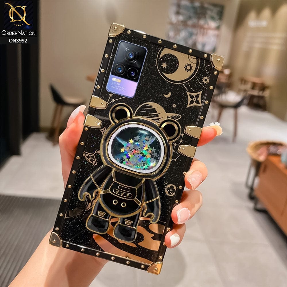 Vivo Y73 Cover - Black - New Luxury Space Case With Astronode Cute Folding Stand Holder Case