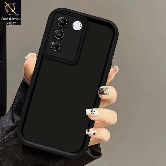 Vivo V27e Cover - Black - Soft Silicone Case With Round Bumper Matte TPU Shockproof Cover
