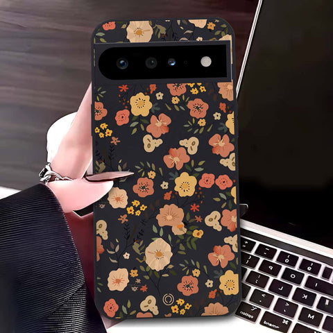 Google Pixel 6 Pro Cover - Black - D3 - ONation Floral Series - HQ Liquid Silicone Soft Case