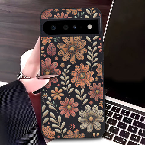 Google Pixel 6 Pro Cover - Black - D4 - ONation Floral Series - HQ Liquid Silicone Soft Case