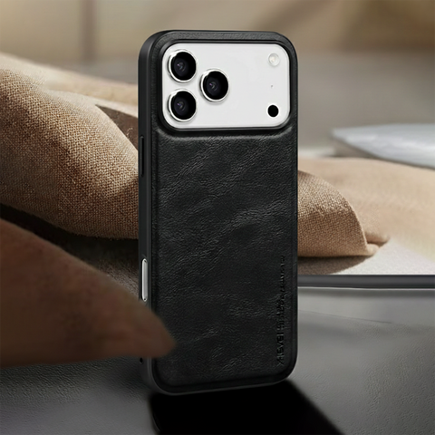 iPhone 17 Pro Max Cover - Black - New X-LEVEL- Earl III Series - Case Business Plain Leather Anti-drop Non-slip Slim Case