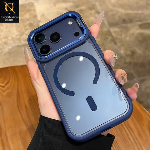 iPhone 17 Pro Max Cover - Blue - Premium Magnetic Transparent Phone Case with Built-in Camera Lens Protector