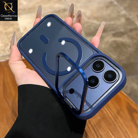 iPhone 17 Pro Max Cover - Blue - Premium Magnetic Transparent Phone Case with Built-in Camera Lens Protector