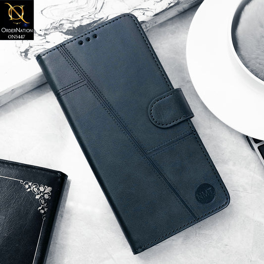 Vivo V23e 5G Cover - Blue -  Premium Leather Megantic Flip Book Covers With Card Holding Option