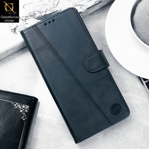 Vivo V23e 5G Cover - Blue -  Premium Leather Megantic Flip Book Covers With Card Holding Option