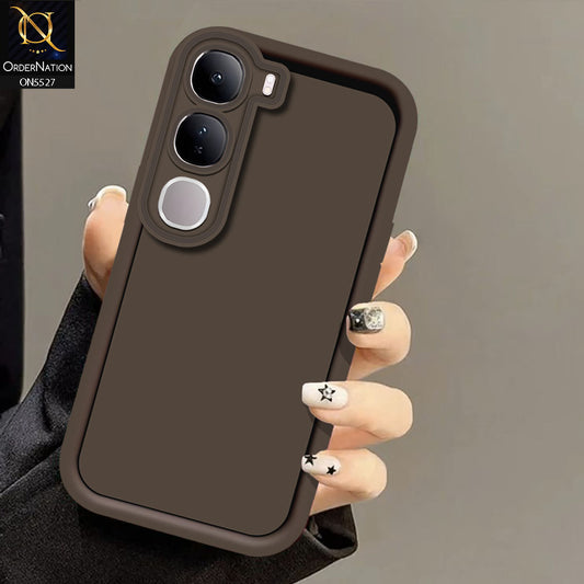 Vivo Y300 Cover - Brown -Soft Silicone Case With Round Bumper Matte TPU Shockproof Cover
