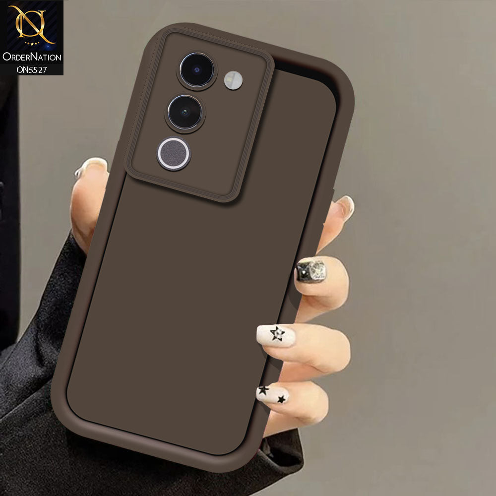Vivo V29e Cover - Brown -Soft Silicone Case With Round Bumper Matte TPU Shockproof Cover