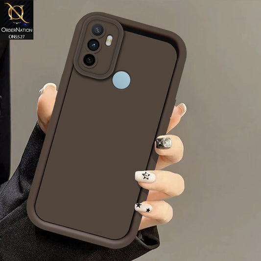 Oppo A53 Cover - Brown -Soft Silicone Case With Round Bumper Matte TPU Shockproof Cover