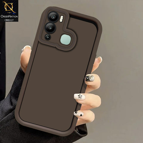 Infinix Hot 12i Cover - Brown -Soft Silicone Case With Round Bumper Matte TPU Shockproof Cover