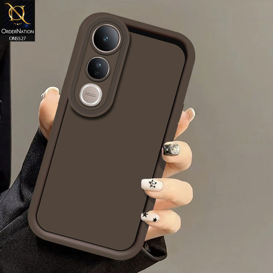 Vivo V50 Lite Cover - Brown -Soft Silicone Case With Round Bumper Matte TPU Shockproof Cover