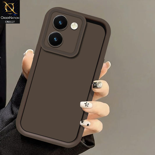 Vivo Y36 4G Cover - Brown -Soft Silicone Case With Round Bumper Matte TPU Shockproof Cover