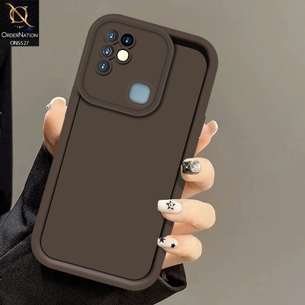 Infinix Hot 10 Cover - Brown - Soft Silicone Case With Round Bumper Matte TPU Shockproof Cover