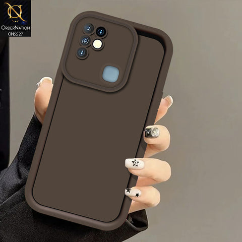 Infinix Hot 10 Cover - Brown - Soft Silicone Case With Round Bumper Matte TPU Shockproof Cover