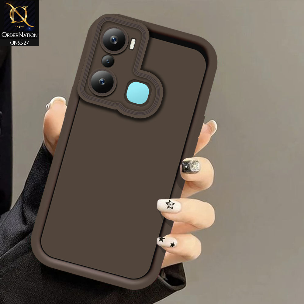 Infinix Hot 20i Cover - Brown- Soft Silicone Case With Round Bumper Matte TPU Shockproof Cover
