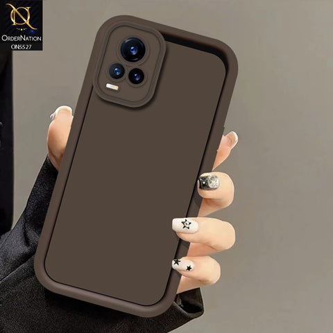 Vivo V21e Cover - Brown -Soft Silicone Case With Round Bumper Matte TPU Shockproof Cover